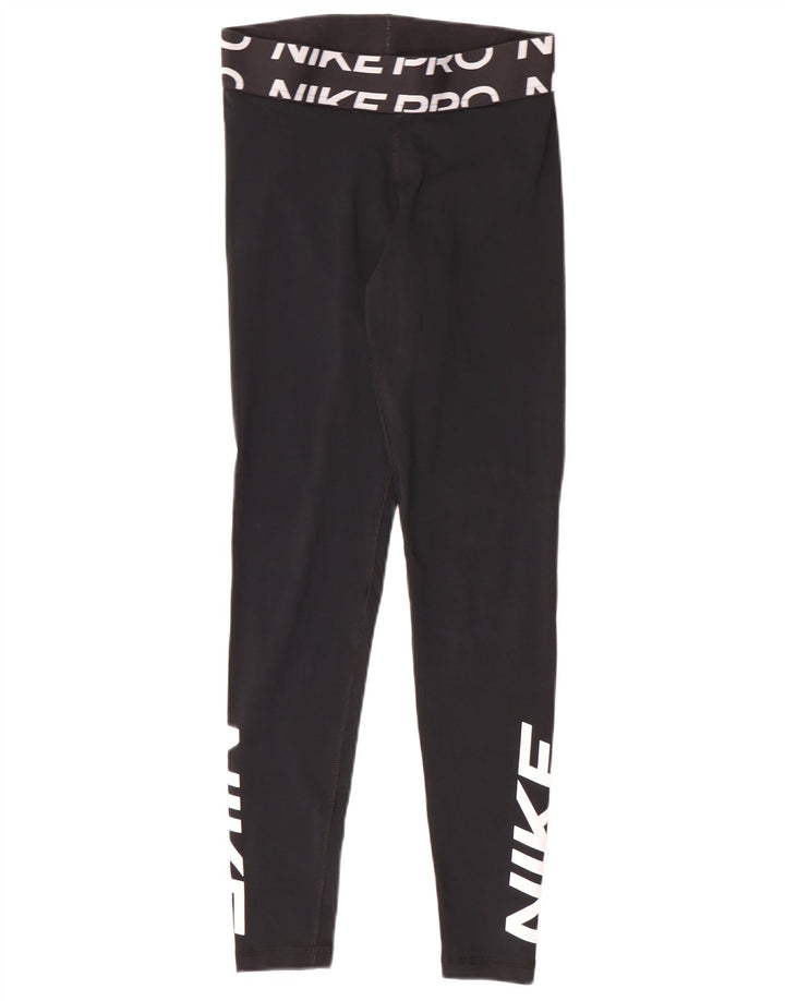 Nike Dame Dri Fit Grafiske Leggings UK 10 Small Black Polyester Sports