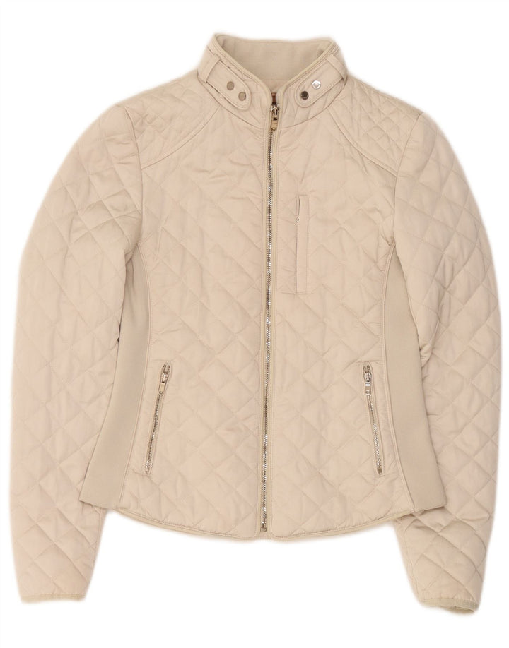 Zara Quiltet jakke til kvinder UK 12 Medium Off White