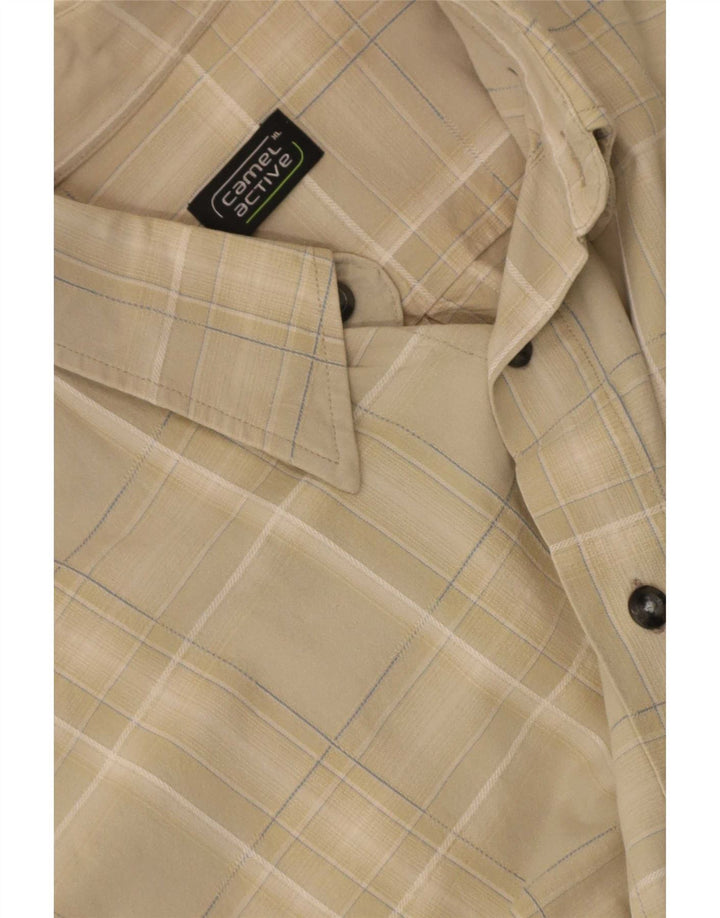 Camel Active Kortærmet Herreskjorte XL Beige Ternet