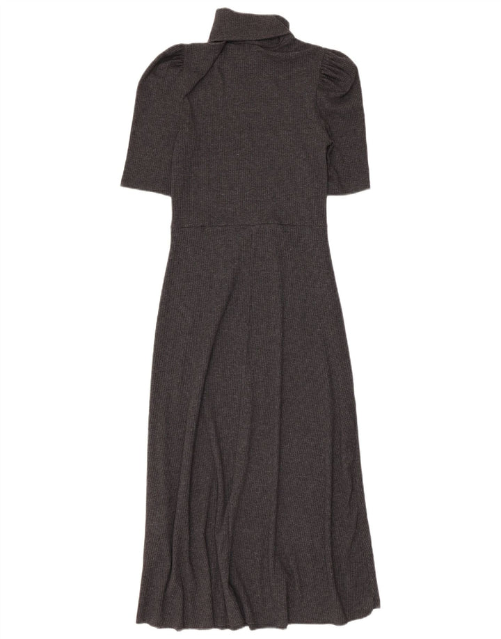 Zara Dame Rullehals Kortærmet Jumper Kjole UK 8 Lille Grå Polyester