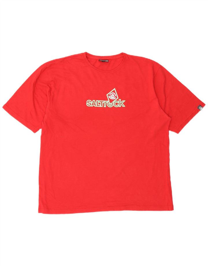 Saltrock Herre Grafisk T-Shirt Top 2XL Rød Bomuld