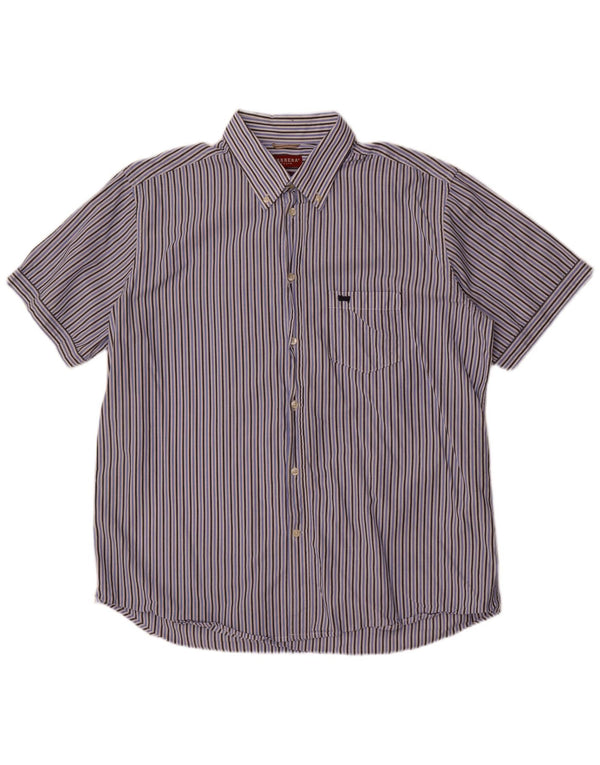 Carrera Herre Regular Fit kortærmet skjorte 2XL blå stribet bomuld