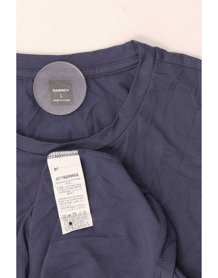 Manfinity Herre grafisk T-shirt Top Stor marineblå polyester