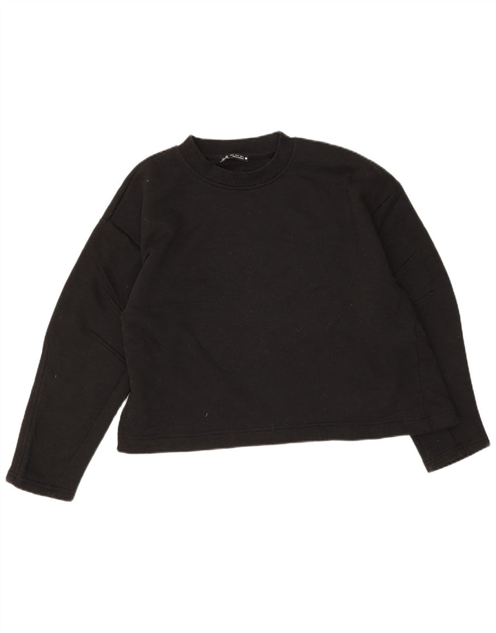 Zara Womens Crop Sweatshirt Jumper UK 14 Medium Black