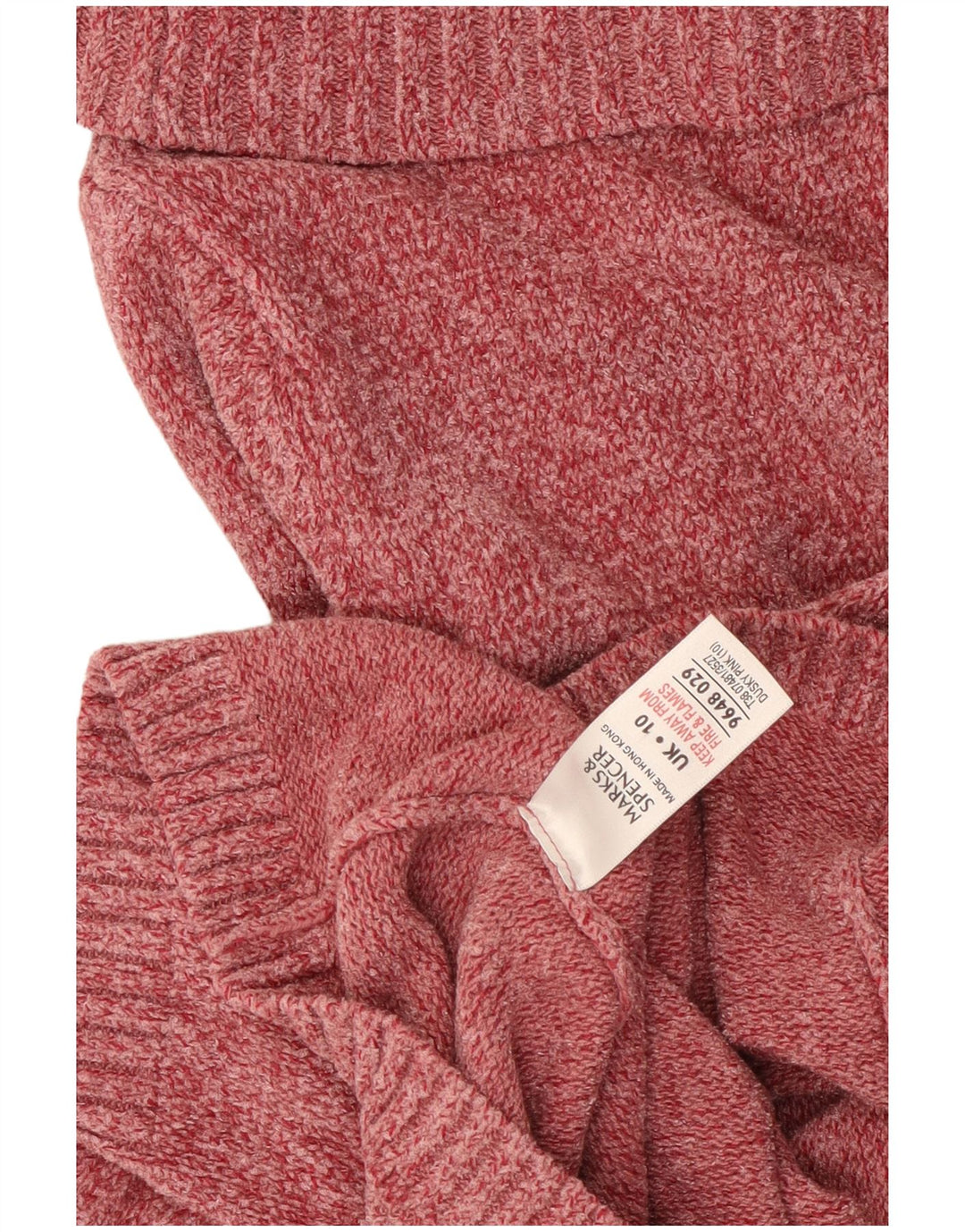 Marks & Spencer Dame Rullehals sweater UK 10 Small Pink Viscose