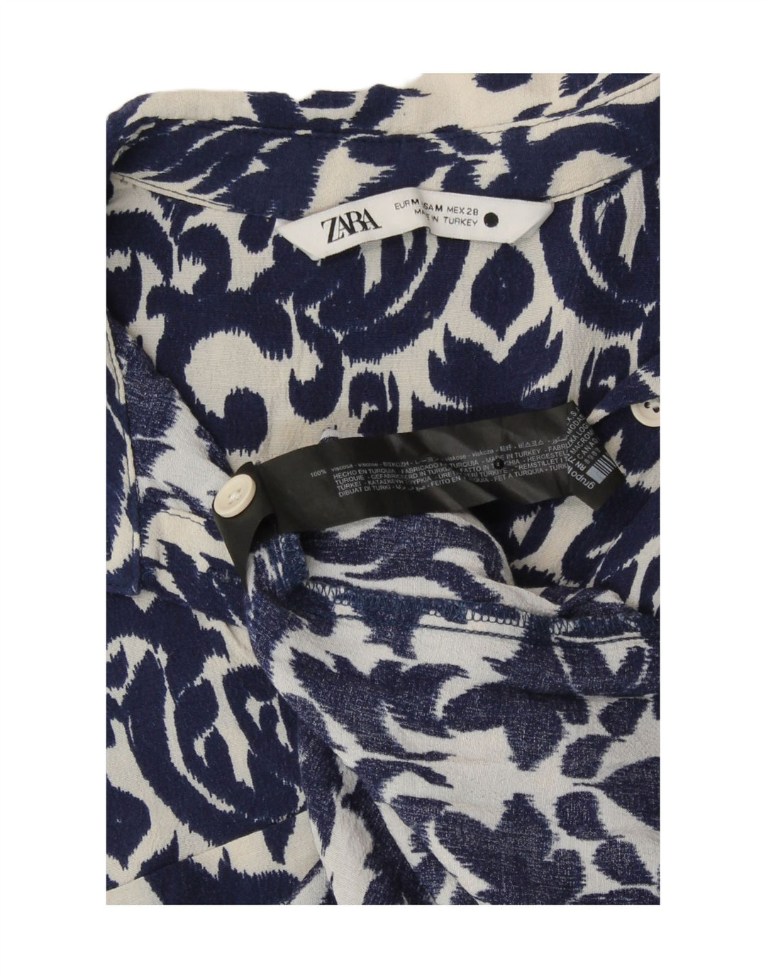 Zara Dame Maxi Dress UK 12 Medium Blue Ikat Viscose