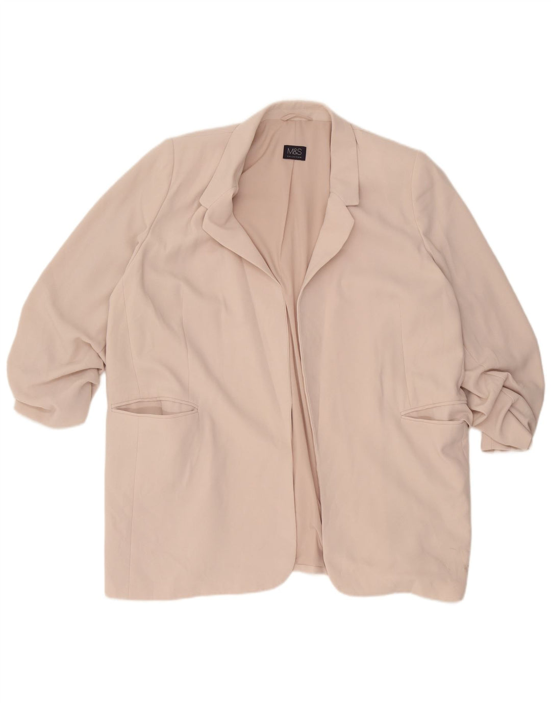 Marks & Spencer Dame 3/4-ærmet åben blazerjakke UK 22 3XL Beige