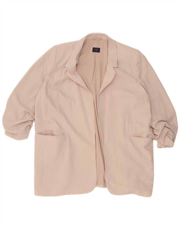 Marks & Spencer Dame 3/4-ærmet åben blazerjakke UK 22 3XL Beige