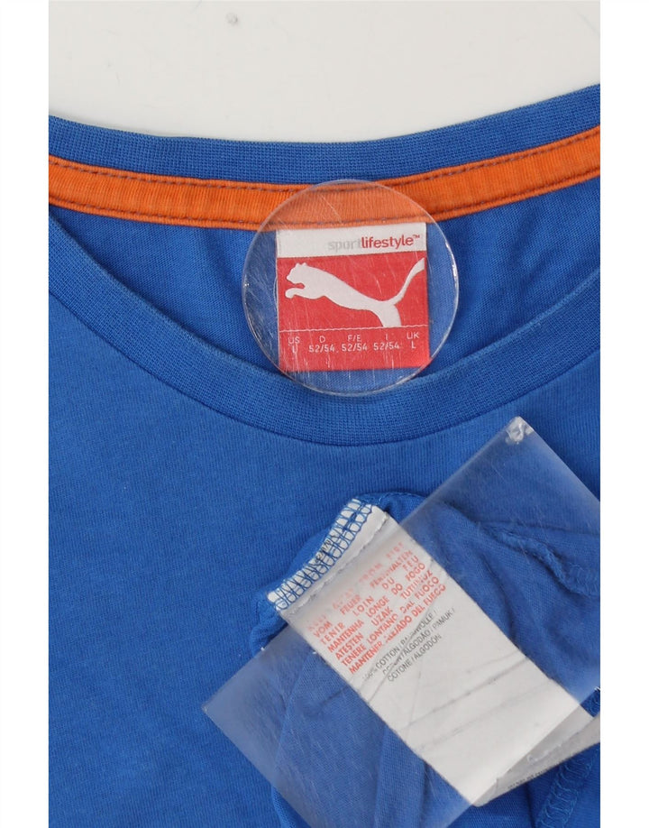 PUMA Grafisk T-shirt top til mænd, stor blå bomuld