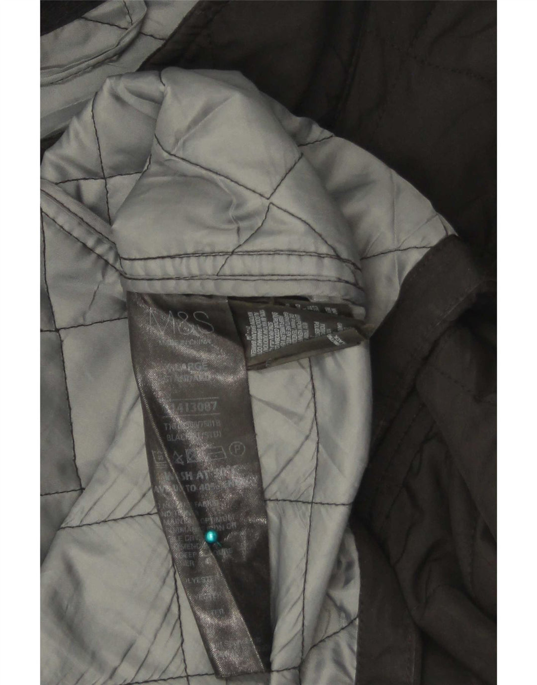 Marks & Spencer Herre Blue Harbor Quiltet Jakke UK 42 XL Sort Polyester
