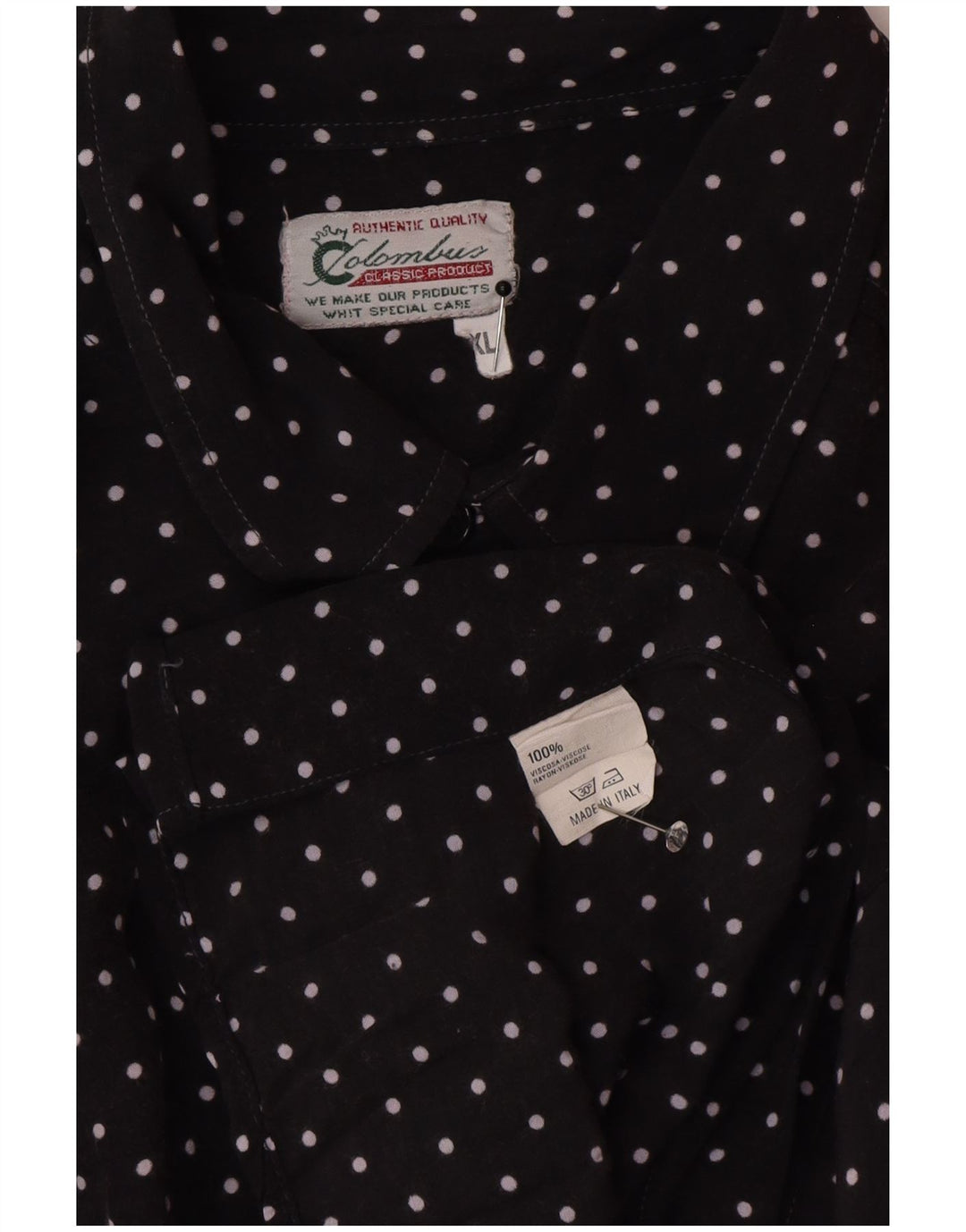 Colombus Herreskjorte XL Sort Polka Dot Viscose