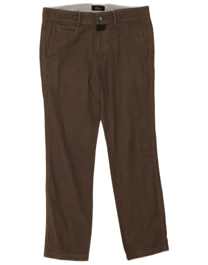 Zara Straight Chino-bukser til mænd EU 40 Medium W31 L30 Grå sildeben