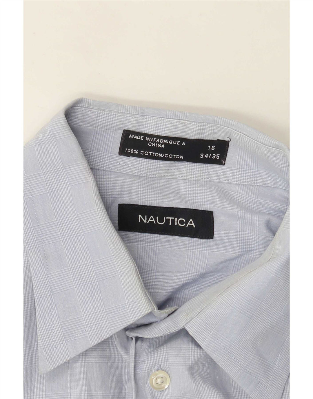 Nautica herreskjorte str. 16 Large Blue Houndstooth Bomuld