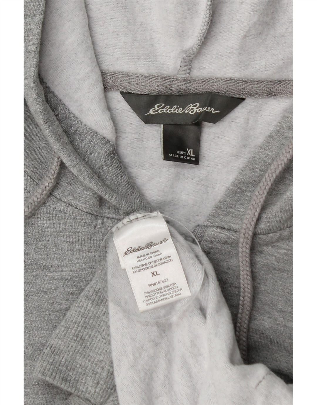 EDDIE BAUER Hættetrøje med lynlås til mænd XL Grå Viscose