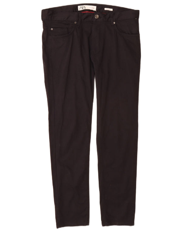 Zara Herre Skinny Casual Bukser EU 42 Large W32 L29 Marineblå Bomuld