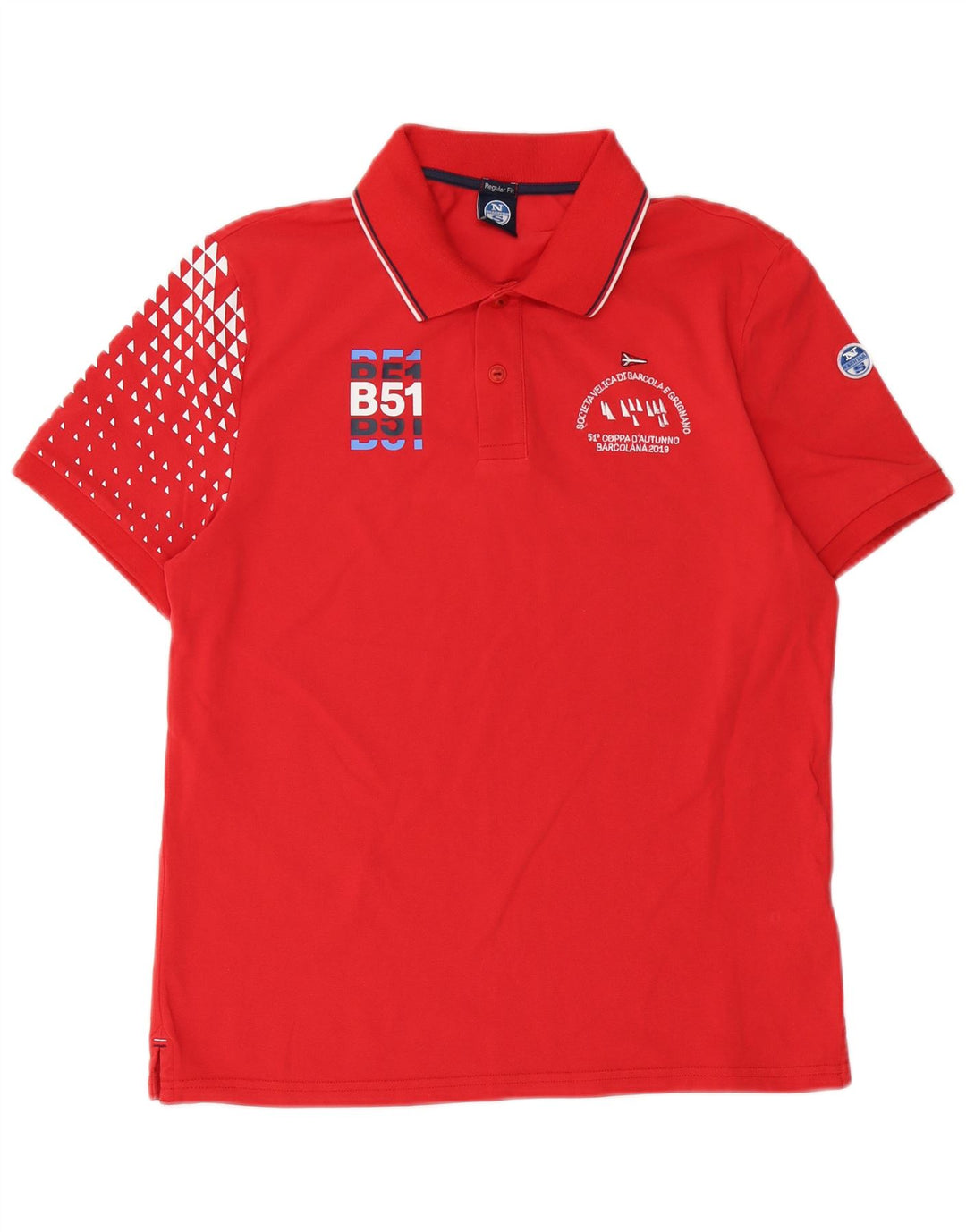 North Sails Herre Barcolana 51 Grafisk Regular Fit Polo Shirt Medium Rød