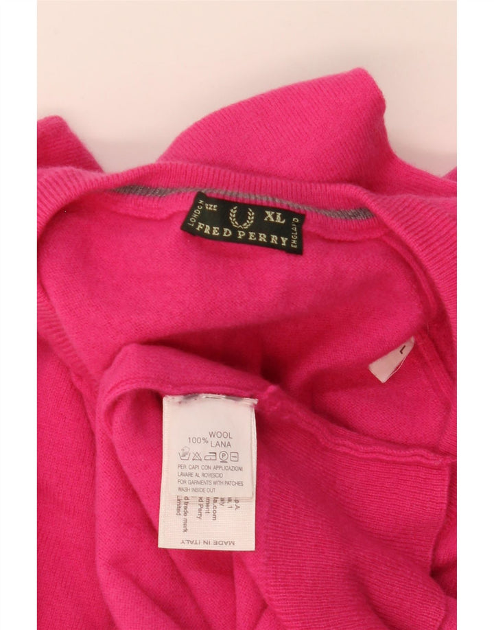 Fred Perry Dame V-hals sweater UK 18 XL Pink Uld