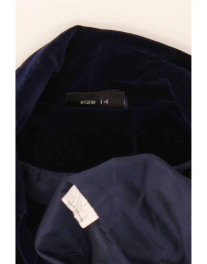 Vintage dame 1-knaps blazerjakke UK 14 Medium marineblå bomuld