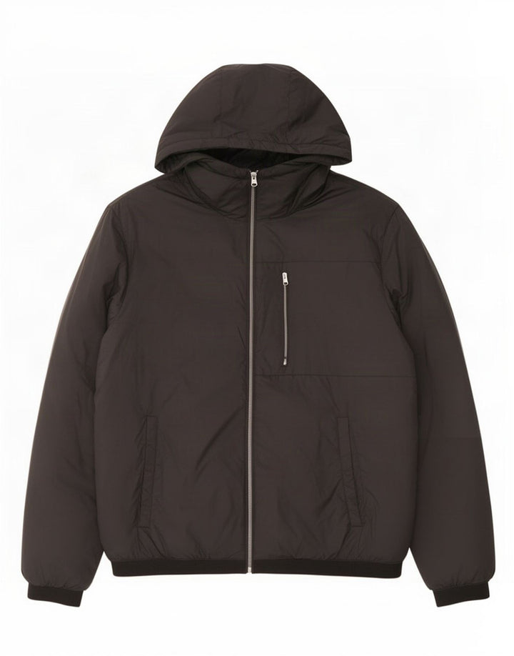 Zara Herre hættepolstret jakke UK 38 Medium Sort