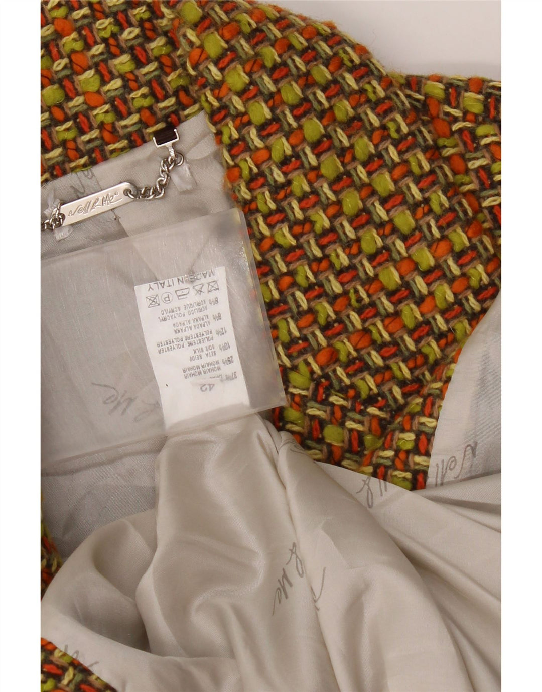Vintage Dame Dobbeltradet Frakke IT 42 Medium Gul Uld