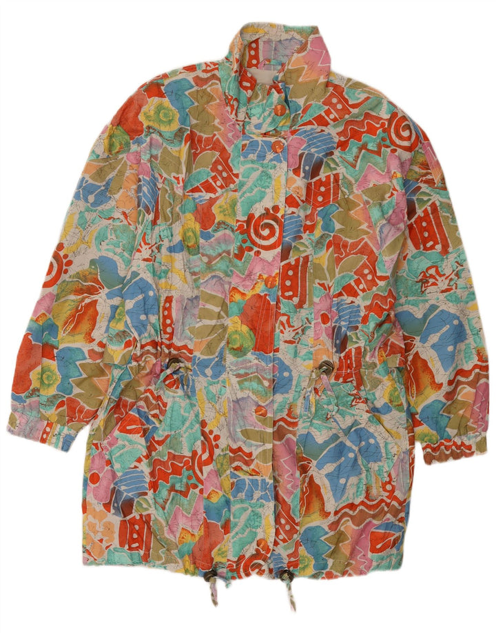 Vintage Dame Windbreaker Jacket UK 14 Medium Multicolored Geometric