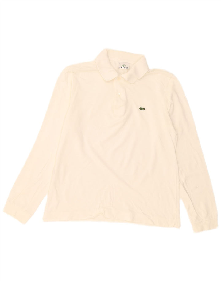 Lacoste Langærmet Polo Shirt til mænd Størrelse 3 Lille hvid bomuld