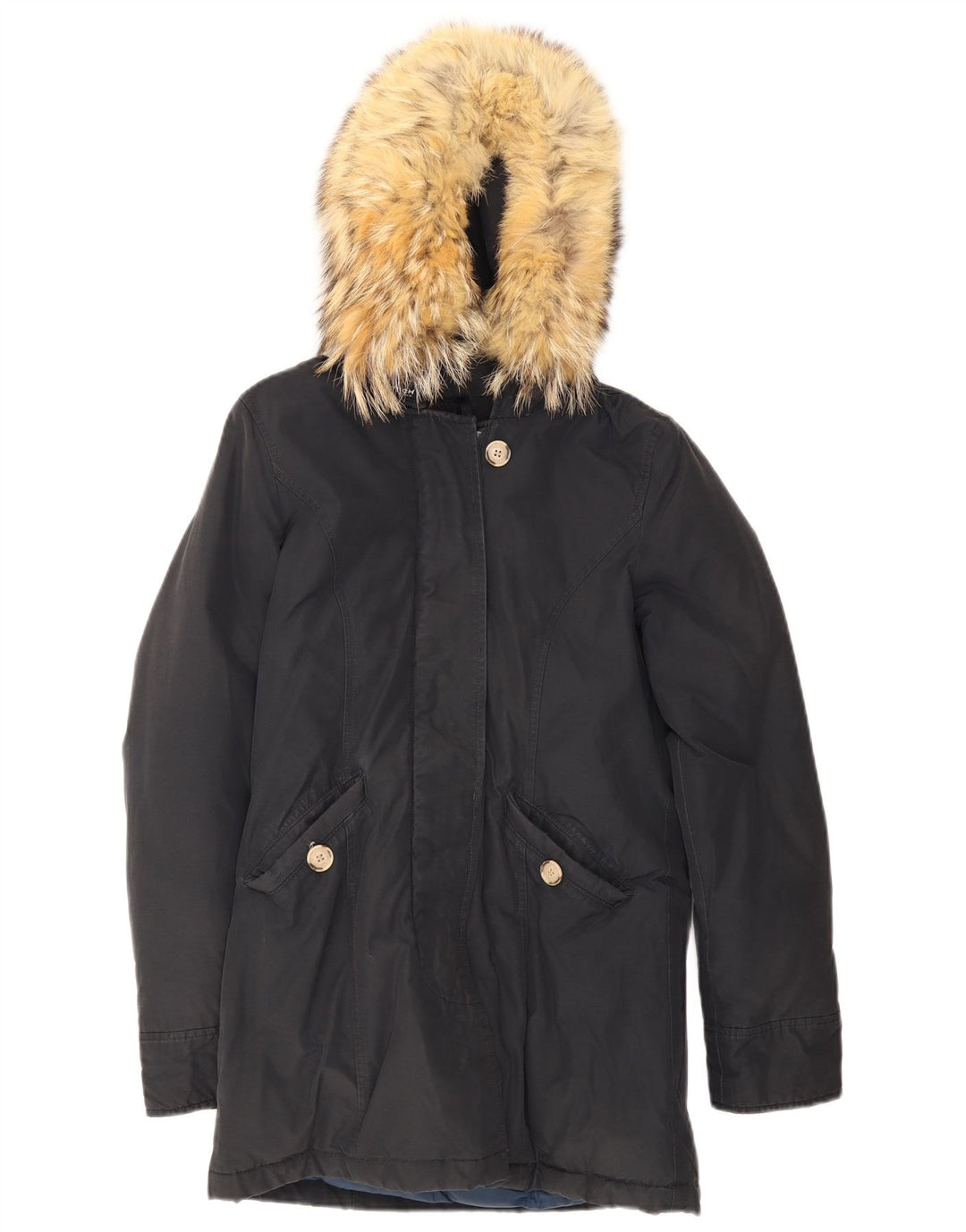 Woolrich Parkajakke med hætte til kvinder UK 6 XS Marineblå