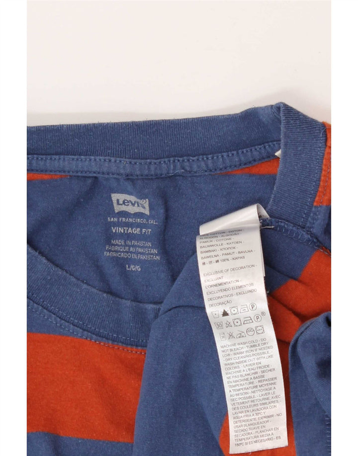 Levi's herre T-shirt top stor blå stribet bomuld