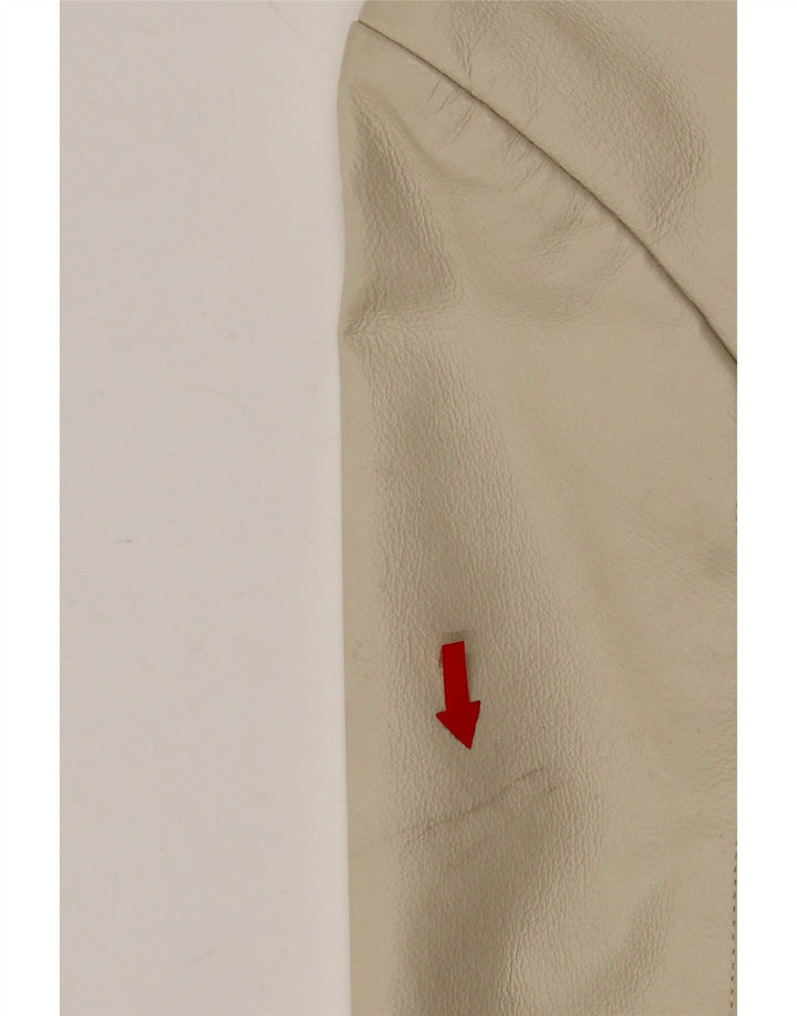 Vintage læderfrakke til kvinder UK 12 Medium Beige Læder