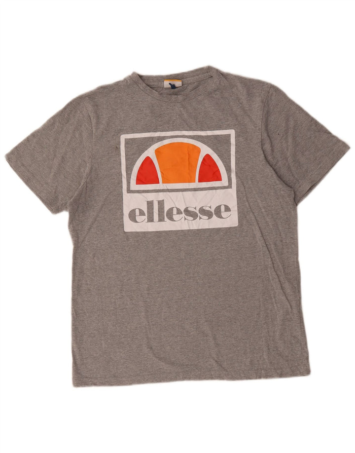 Ellesse Herre Grafisk T-Shirt Top Medium Grå Bomuld