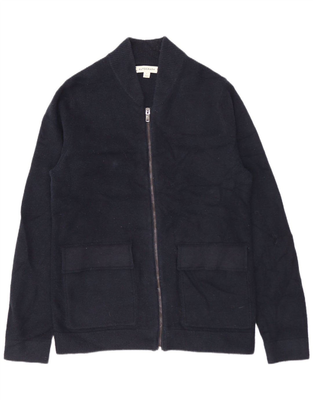 MARKS & SPENCER Herre autograf cardigan sweater Lille marineblå polyamid