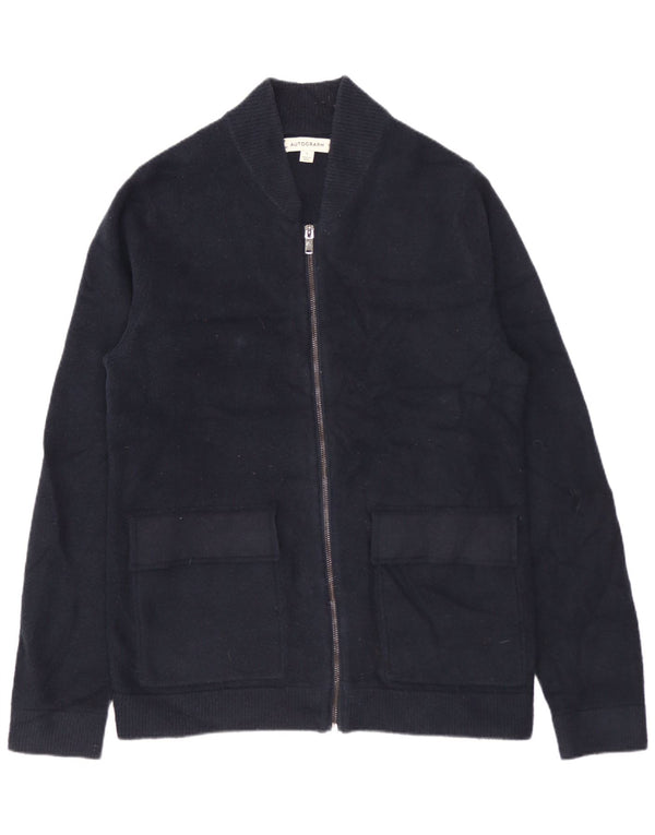 MARKS & SPENCER Herre autograf cardigan sweater Lille marineblå polyamid