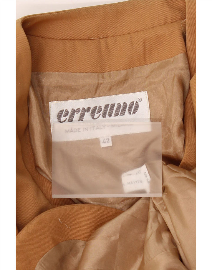 Vintage dame 3-knaps 3/4-ærmet blazerjakke IT 42 Medium Brown Rayon