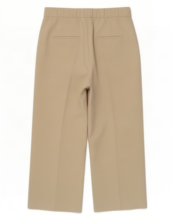 Zara Kvinder Højtaljede Brede Ben Cropped Bukser Large W30 L24 Beige