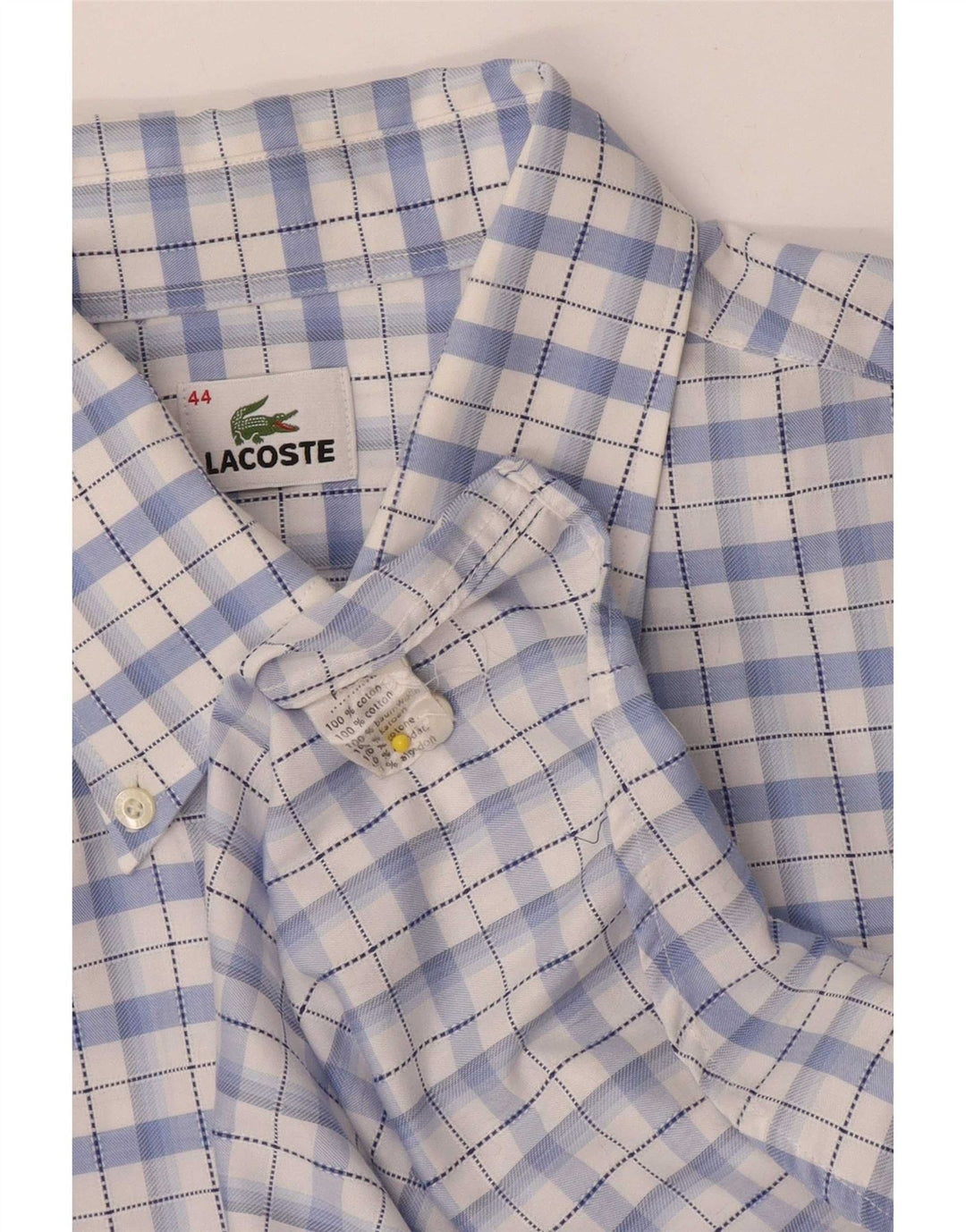 Lacoste herreskjorte str. 44 XL Blå ternet bomuld