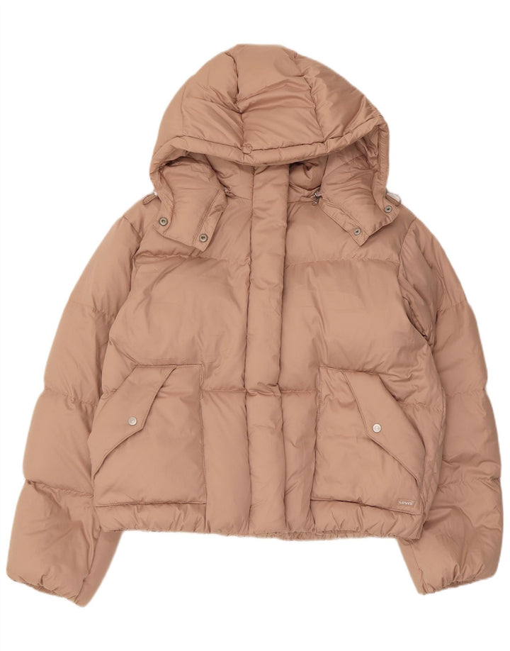 Levi's Dame Hætte Oversized Polstret Jakke UK 10 Lille Lilla Polyester