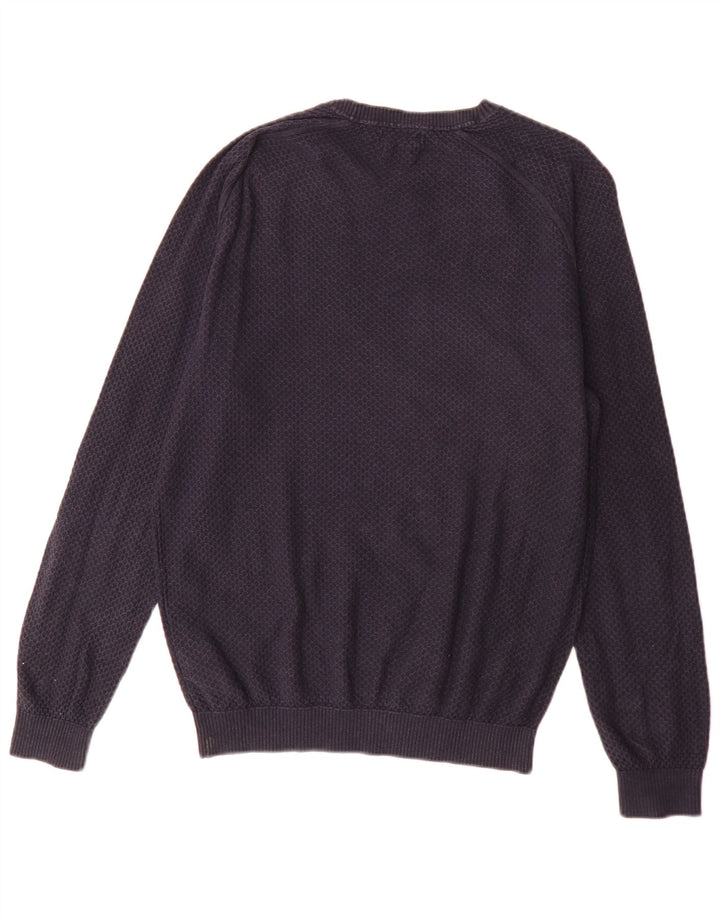Massimo Dutti Herre Boat Neck Jumper Sweater Stor Marineblå Bomuld