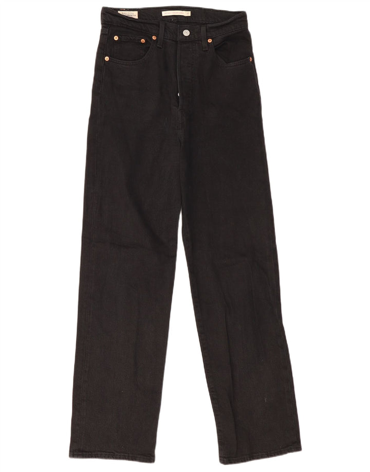 Levi's Dame Ribcage Straight Jeans W27 L29 Sort Bomuld