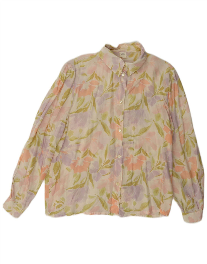 Vintage dameskjorte bluse EU 42 Stor flerfarvet blomsterviscose