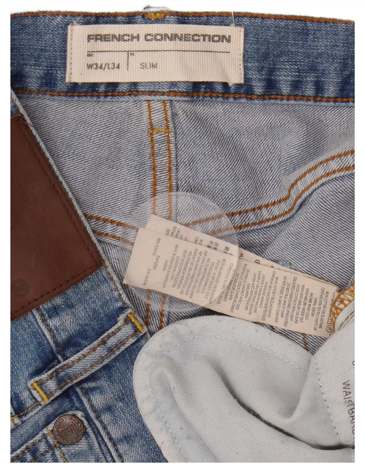FRANSK FORBINDELSE Herre Slim Jeans W34 L34 Blå Bomuld
