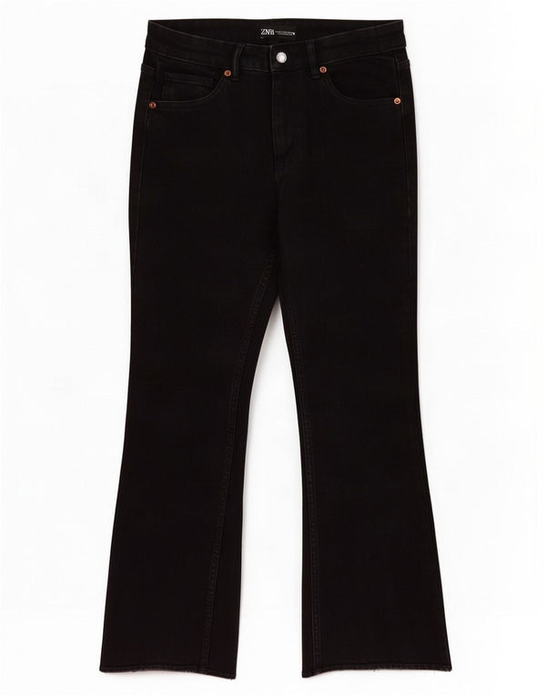 Zara Dame Bootcut Jeans EU 38 Small W28 L26 Sort Bomuld