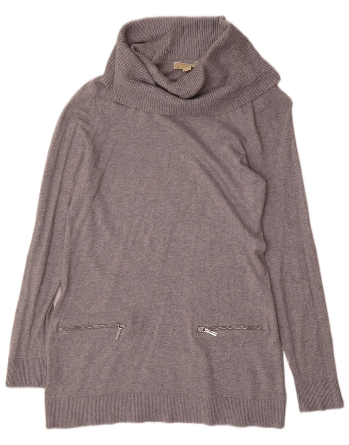 Michael Kors Dame Roll Neck Jumper Sweater UK 16 Large Grey Flecked