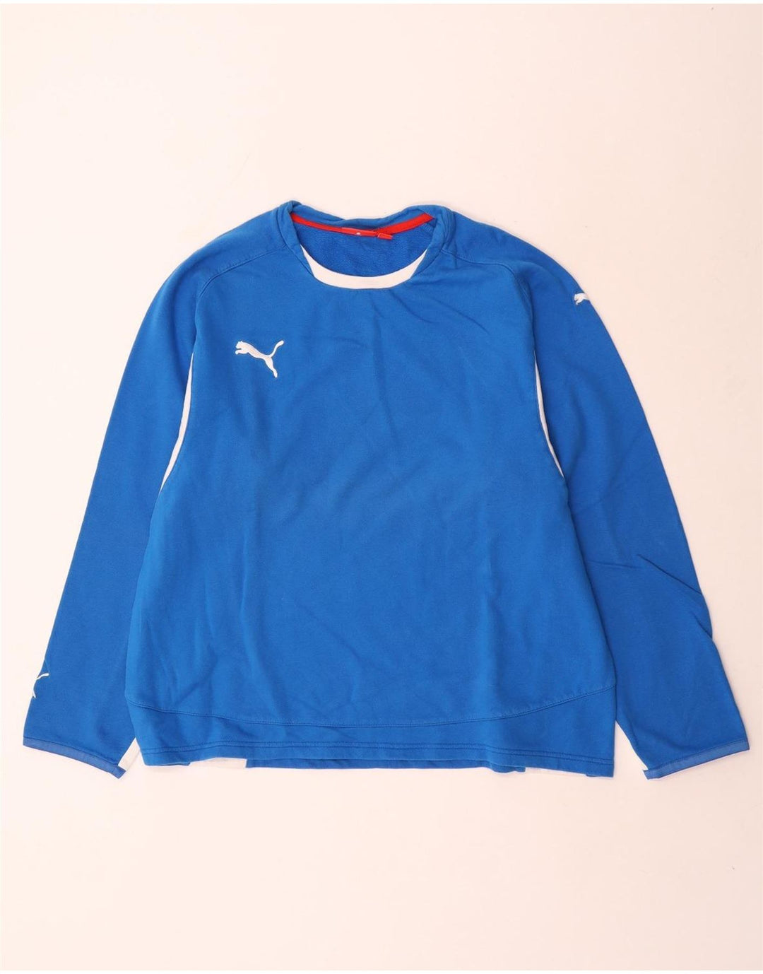 Puma Dame Top Langærmet UK 14 Medium Blue Colourblock Bomuld