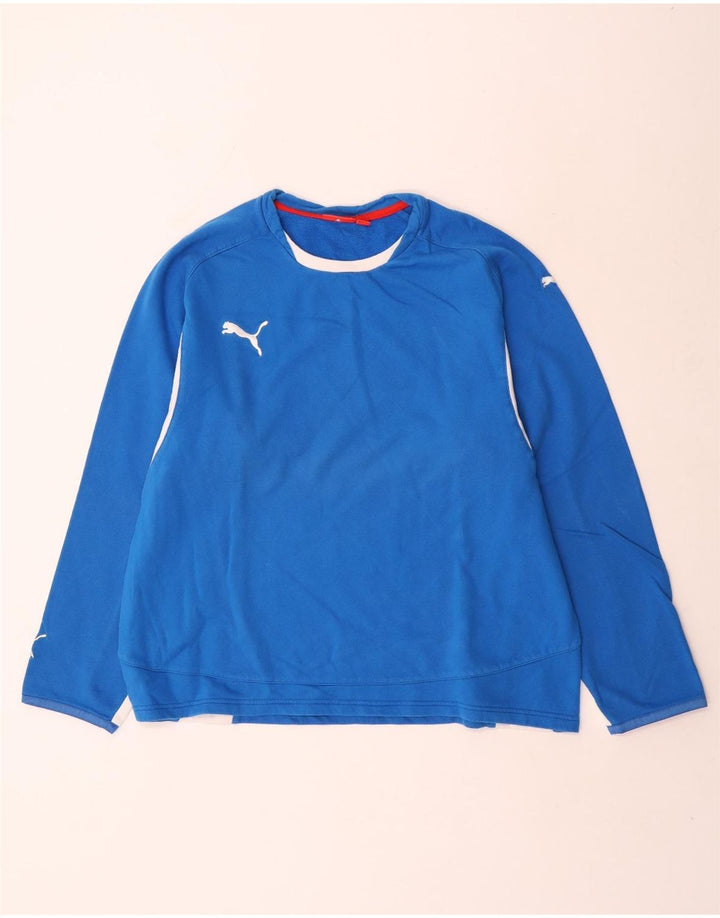 Puma Dame Top Langærmet UK 14 Medium Blue Colourblock Bomuld