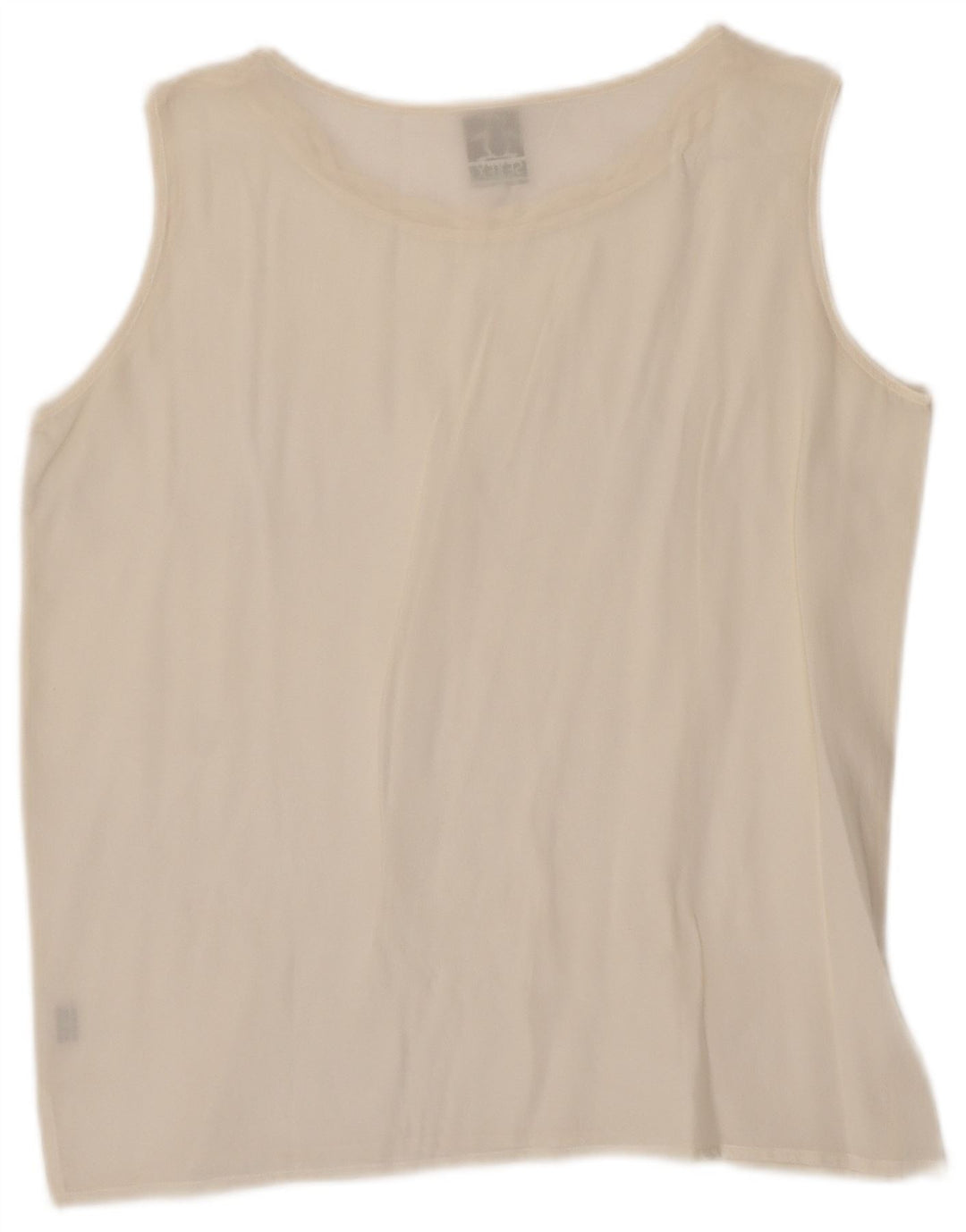Vintage Dame Ærmeløs Bluse Top UK 14 Large Off White Silke