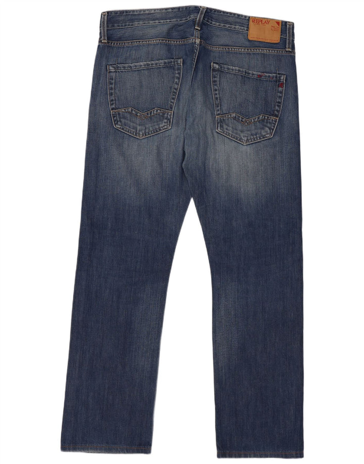 Replay Herre Waitom Straight Jeans W34 L34 Marineblå Bomuld