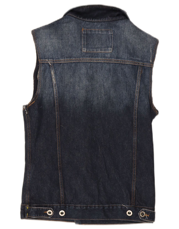 Zara Herre Denim Gilet UK 36 Small Navy Blue Cotton