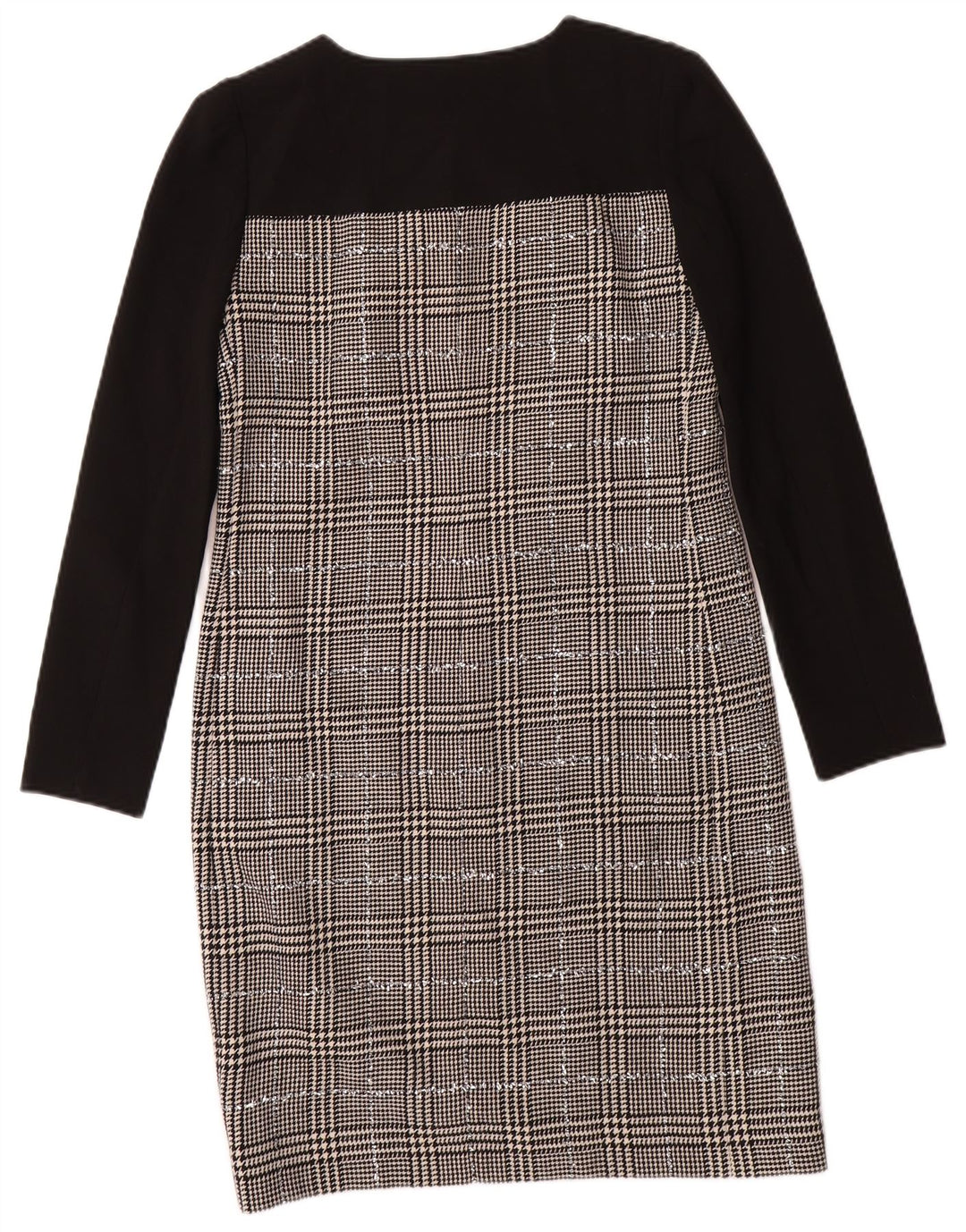 JAEGER Langærmet Skedekjole til kvinder UK 8 Small Black Houndstooth Uld