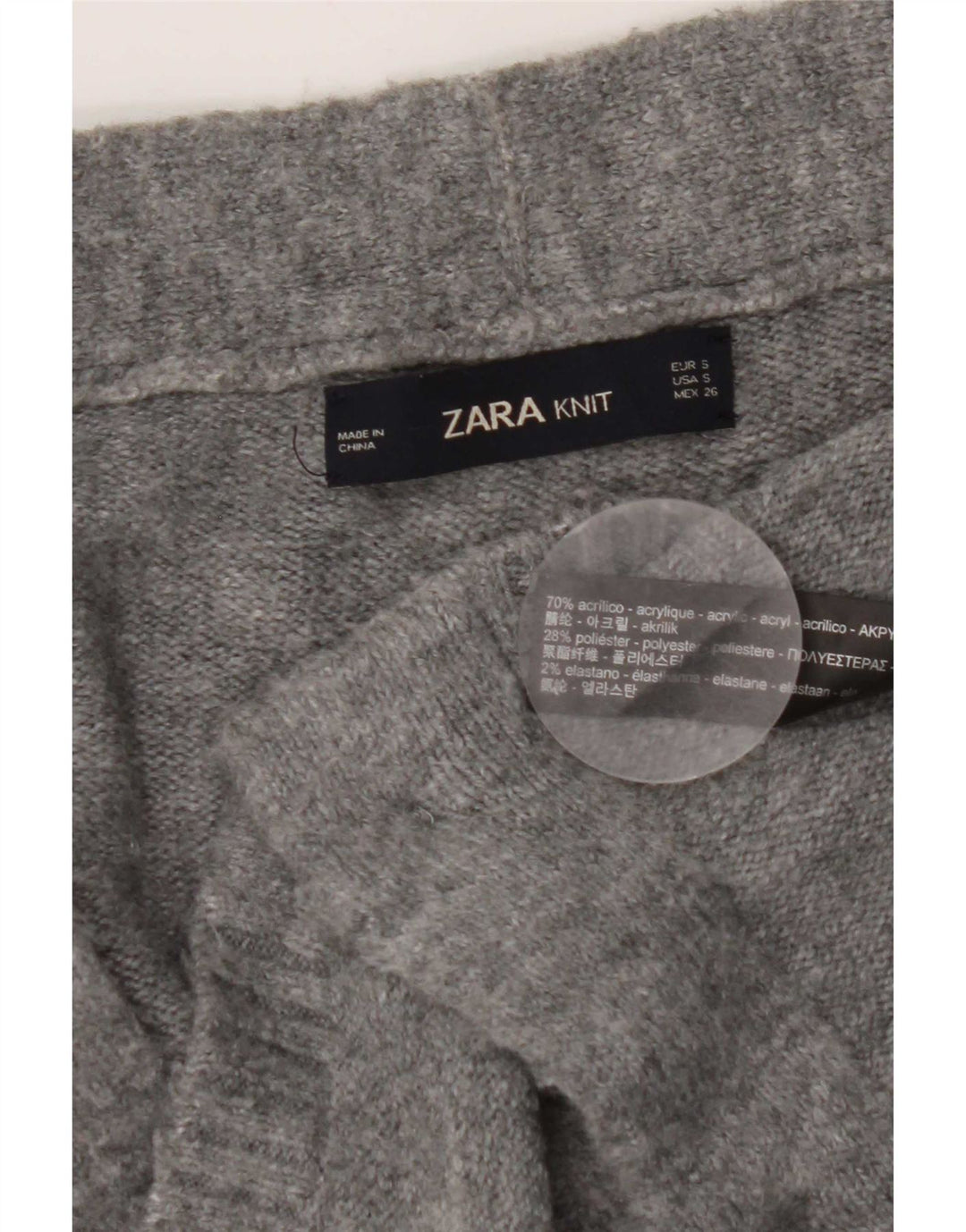 Zara Dame Oversized Cardigan Sweater UK 10 Small Grå Akryl