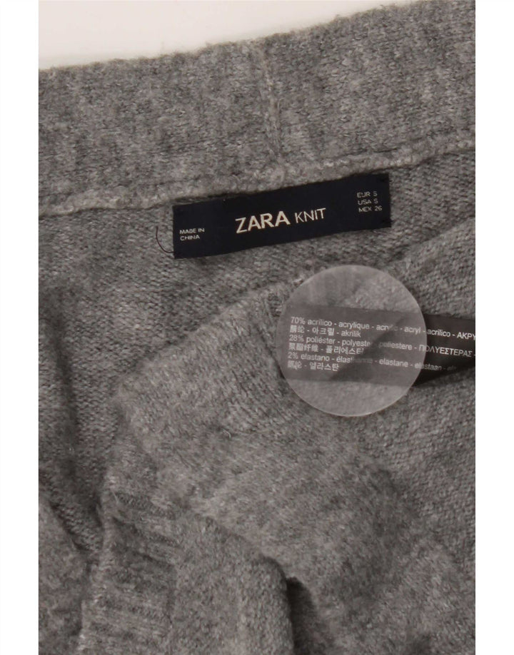 Zara Dame Oversized Cardigan Sweater UK 10 Small Grå Akryl
